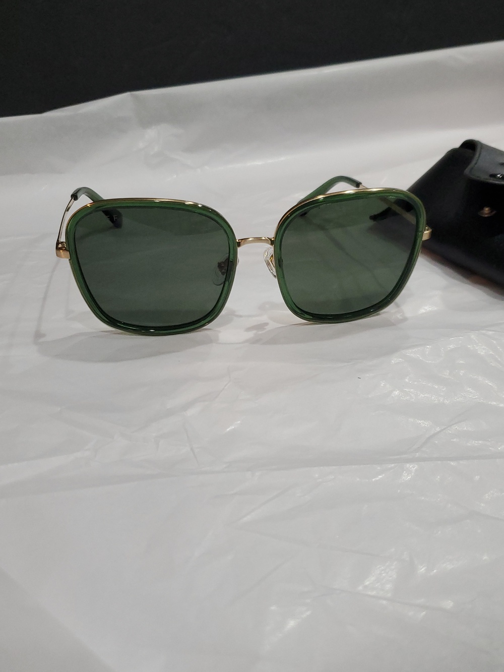 DIFF eyewear sage crystal green Genevive Polarized oversized Square Sunglasses